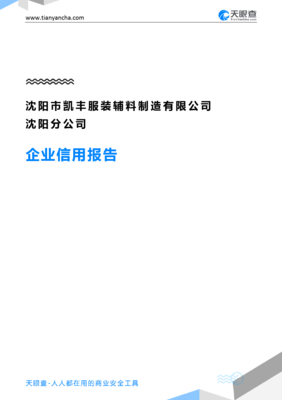 沈阳市凯丰服装辅料制造沈阳分公司企业信用报告-天眼查